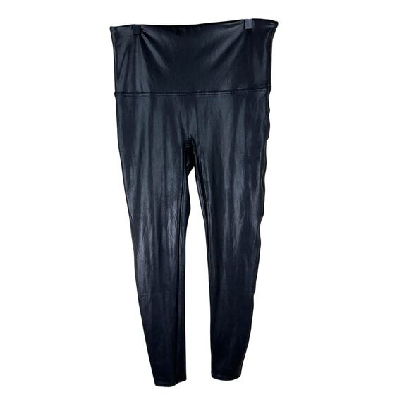 Spanx Faux Leather Look Black Leggings Size XL holiday dancing with boots - Picture 2 of 9